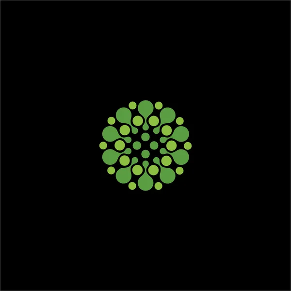 Aislado abstracto color verde flor vector logotipo. Logotipo molecular redondo — Vector de stock