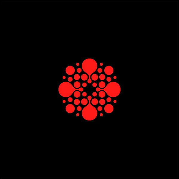 Logotipo de vetor de flor de cor vermelha abstrata isolado. Forma redonda ilustração do sol . —  Vetores de Stock