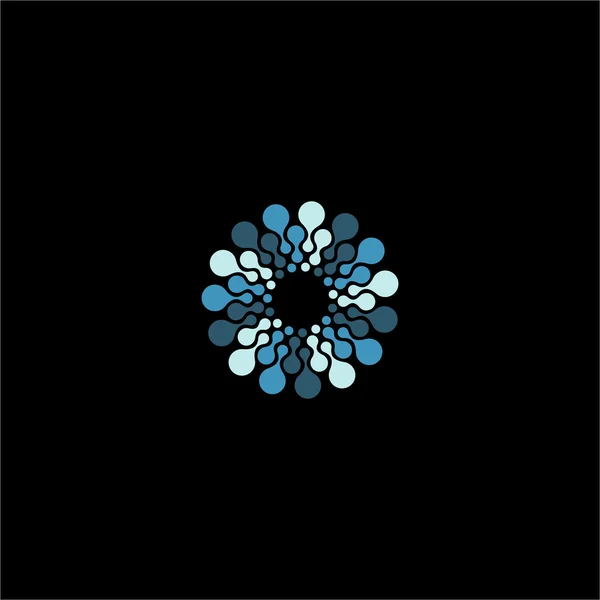 Geïsoleerde abstracte blauwe kleur bloem vector logo. Rond vorm moleculair logotype — Stockvector