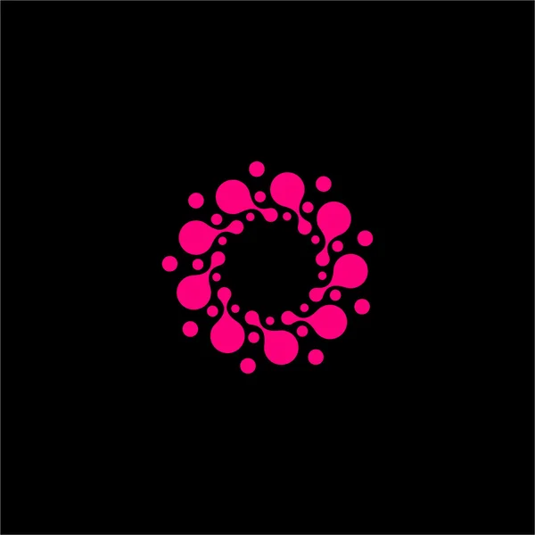 Isolé abstrait couleur rose fleur vecteur logo. Logotype moléculaire rond — Image vectorielle