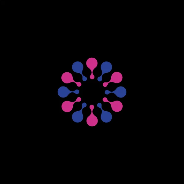 Logotipo de vetor de flor rosa e azul abstrato isolado. Logótipo molecular redondo . —  Vetores de Stock