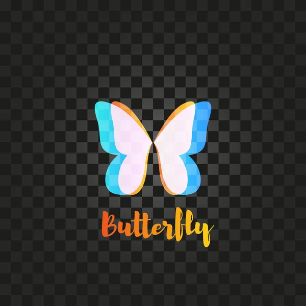 Logo isolé vecteur papillon rose et bleu. Logotype d'insectes. Ailes . — Image vectorielle