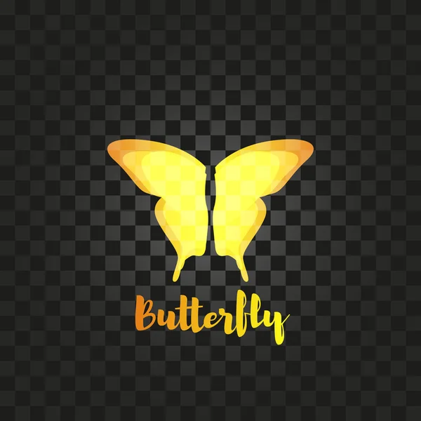 Απομονωμένο λογότυπο με κίτρινο διάνυσμα πεταλούδας. Λογοτύπων εντόμων. Εικονογράφηση φτερών. — Διανυσματικό Αρχείο