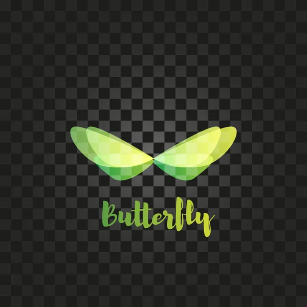 Logo aislado vector mariposa verde. Logo de insectos. Ilustración de alas . — Vector de stock