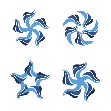 İzole soyut çiçekler vektör logo seti. Çiçek elementleri. Su logotipleri.