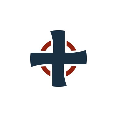 İzole çapraz vektör logosu. Dini logo türü. Tıbbi simge.