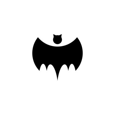 İzole siyah renkli yarasa vektör logosu. Kanatları logotipi ile gece uçan hayvan.