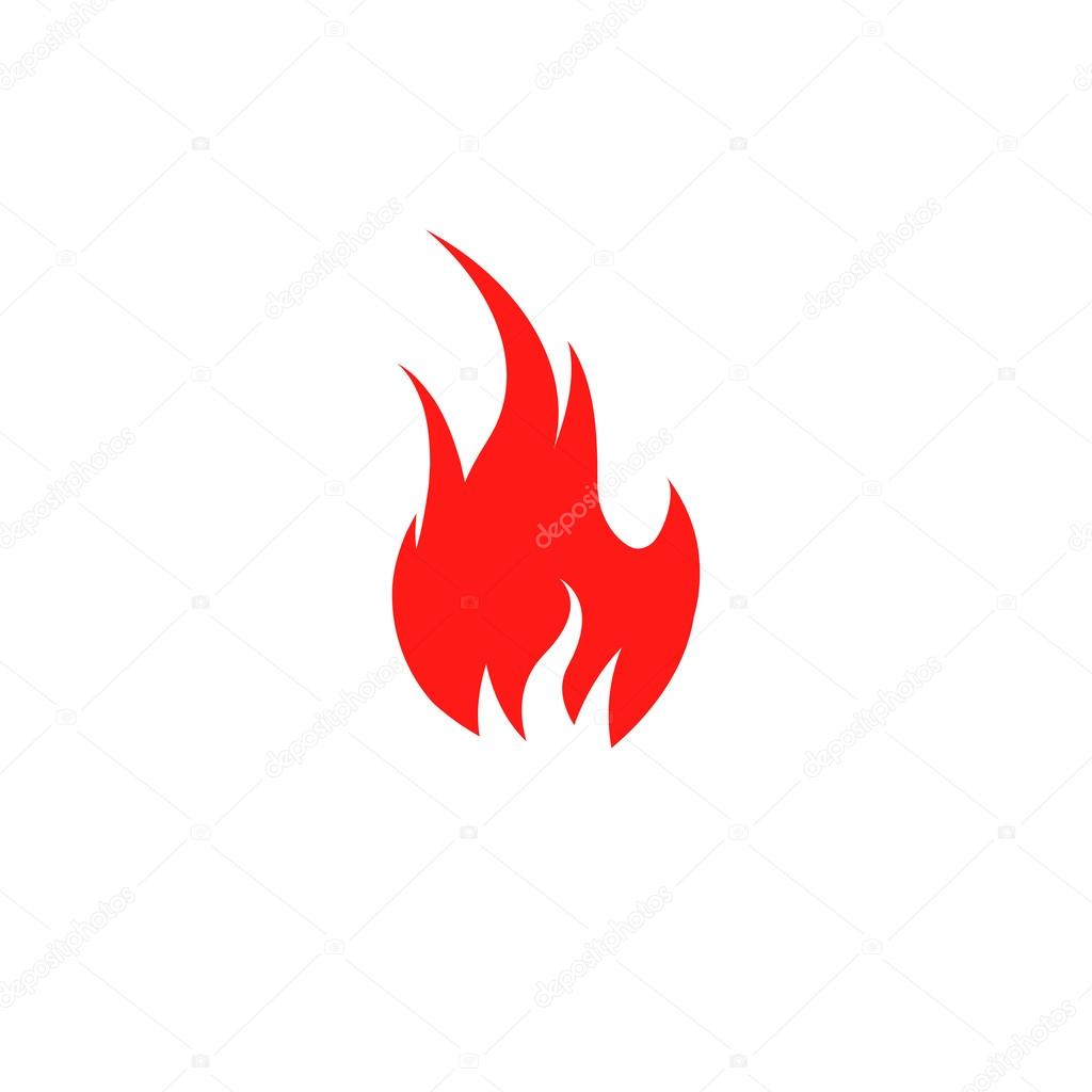 Isolated red color flame on the white background vector logo. Fire spurts logotype.Heat icon. Fireplace symbol. Bonfire illustration. Spicy food sign. Danger warning