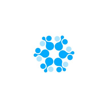 Vektör izole güneş logosu tasarım şablonu. Soyut noktalar sembolü. Simge yuvarlak şekli.