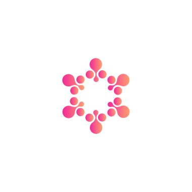 Vektör izole güneş logosu tasarım şablonu. Soyut noktalar sembolü. Simge yuvarlak şekli.