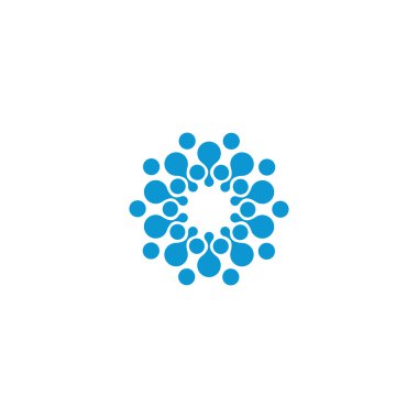 Vektör izole güneş logosu tasarım şablonu. Soyut noktalar sembolü. Simge yuvarlak şekli.