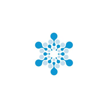 Vektör izole güneş logosu tasarım şablonu. Soyut noktalar sembolü. Simge yuvarlak şekli.