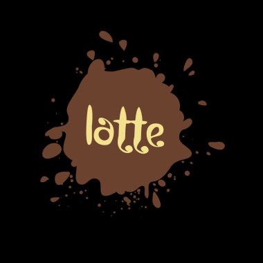 Sprey lekeleri, latte leke alışılmadık modern logosu. İçecek vektör arka planı. Soyut illüstrasyon.