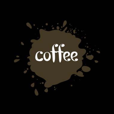 Sprey lekeleri, kahve lekesi alışılmadık modern logo. İçecek vektör arka planı. Sıçrama illüstrasyon.