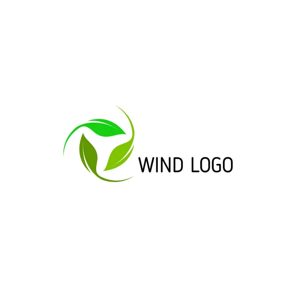 Větrná energie den. Zelená abstraktní logo. Listový logo. — Stockový vektor