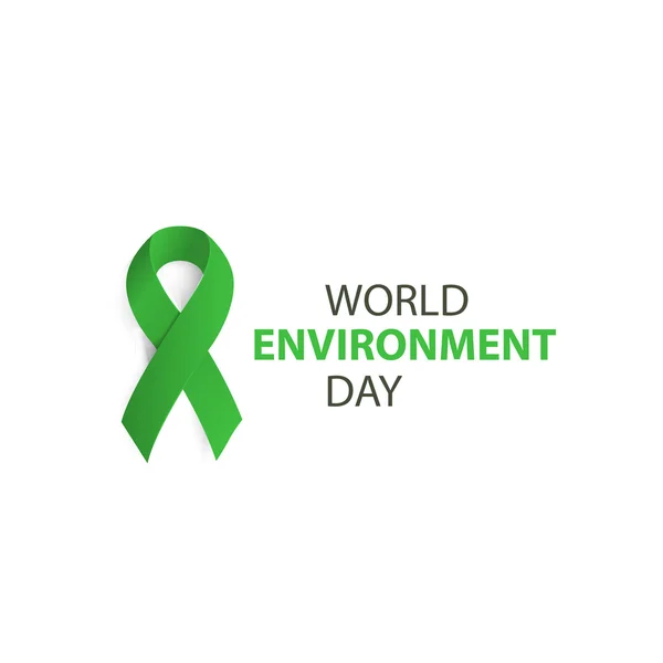 Día mundial del medio ambiente logos conjunto. Colección logo verde. Cinta ecológica . — Vector de stock