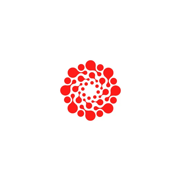 Vetor isolado modelo de design logotipo do sol. Símbolo de pontos abstrato. Ícone forma redonda. —  Vetores de Stock