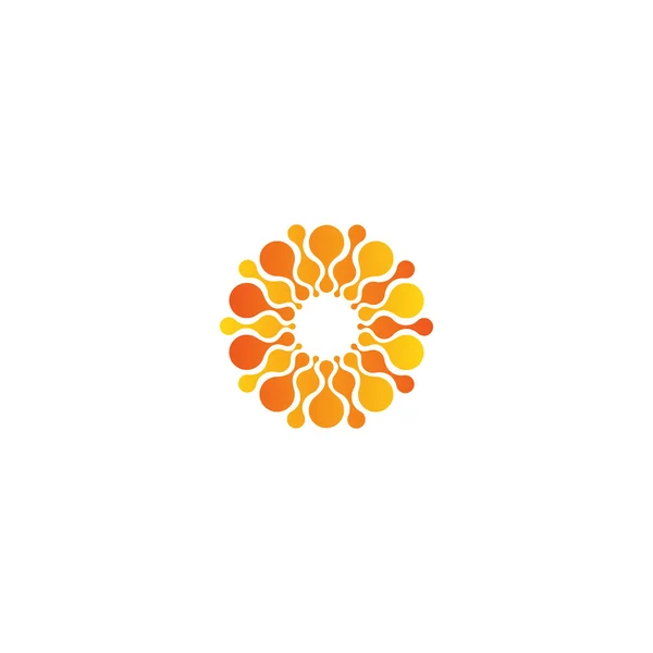 Vector geïsoleerde zon logo ontwerp template. Abstracte stippen symbool. Ikoon ronde vorm. — Stockvector