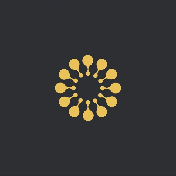 Vetor isolado modelo de design logotipo do sol. Símbolo de pontos abstrato. Forma incomum redonda . —  Vetores de Stock
