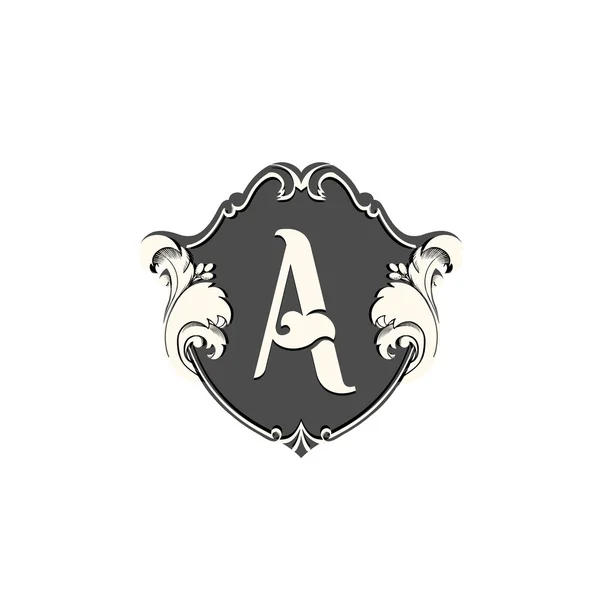 Isolerad vit färg bokstav A i en svart ram vektor logotyp. Alfabet element vektor illustration. Typografi symbol. Retrostil monogram. — Stock vektor