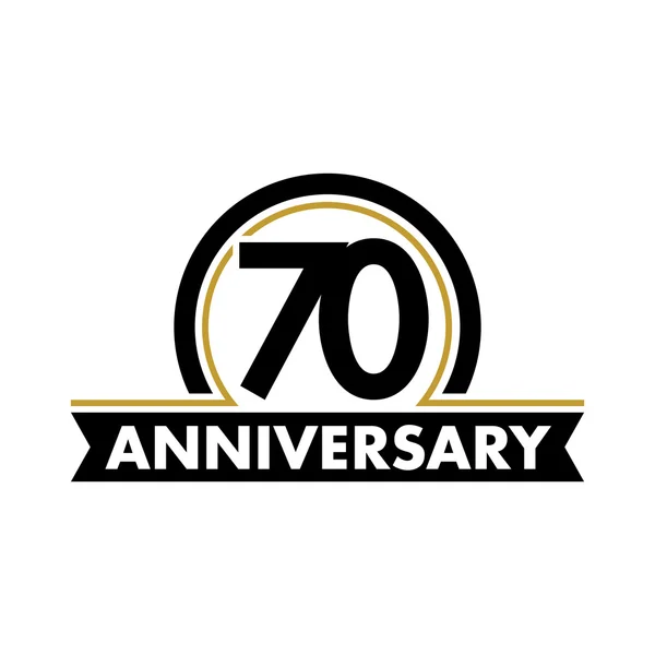 Aniversario vector etiqueta inusual. Símbolo del setenta aniversario. Logotipo abstracto de 70 años. El arco en un círculo. 70º jubileo . — Vector de stock