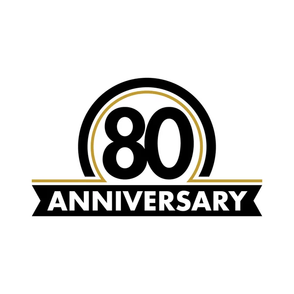 Vecteur anniversaire étiquette inhabituelle. Symbole du 70e anniversaire. 80 ans anniversaire logo abstrait. L'arc en cercle. 80e jubilé . — Image vectorielle