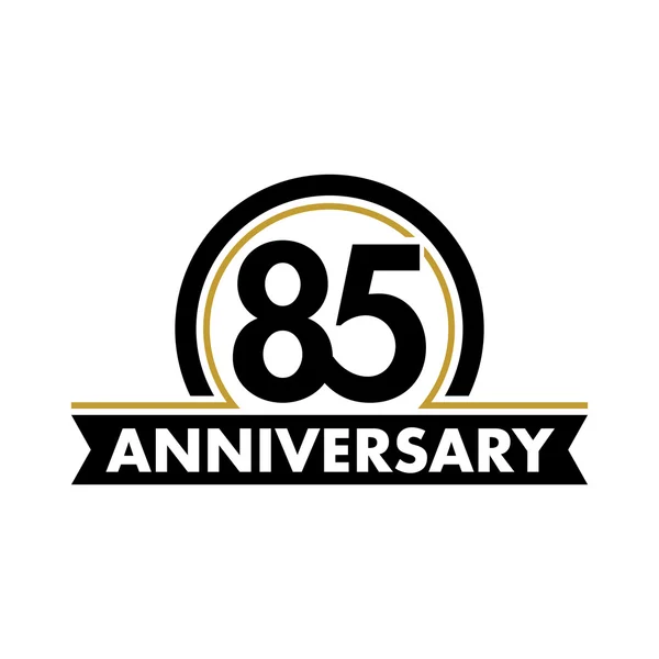 Aniversario vector etiqueta inusual. Símbolo del setenta aniversario. Logo abstracto de cumpleaños. El arco en un círculo. 80º aniversario . — Vector de stock