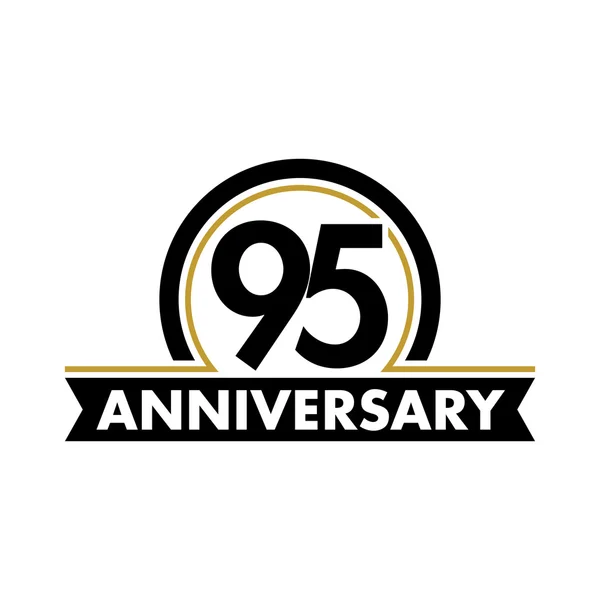 Verjaardag vector ongebruikelijke label. Ninety-Fifth Anniversary symbool. 95 jaar verjaardag abstract logo. De boog in een cirkel. 95e jubileum. — Stockvector