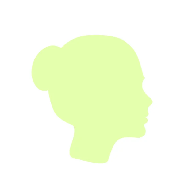 Isolado cor verde pálido mulheres vista lateral logotipo do vetor. Logotipo de salão de beleza no fundo branco. Cabeleireiro elemento de cartão de visita. Silhueta feminina minimalista. Ícone de cosméticos . — Vetor de Stock