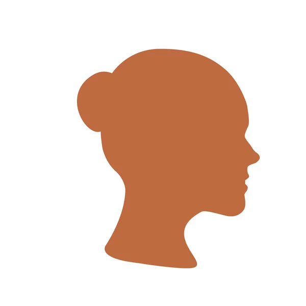 Geïsoleerde bruine kleur vrouwen kant weergave vector logo. Schoonheidssalon logo op de witte achtergrond. Kapper visitekaartje element. Minimalistische vrouwelijke silhouet. Cosmetica-pictogram. — Stockvector