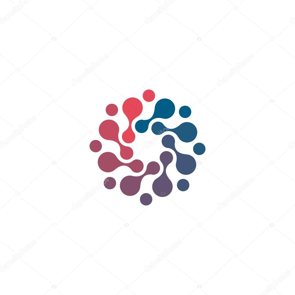 Vector isolated sun logo design template. Abstract dots symbol. Icon round shape