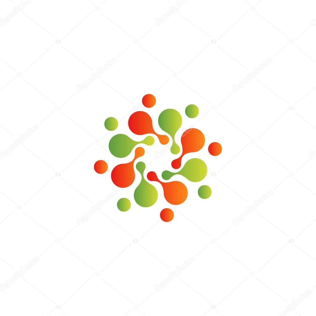Vector isolated sun logo design template. Abstract dots symbol. Icon round shape