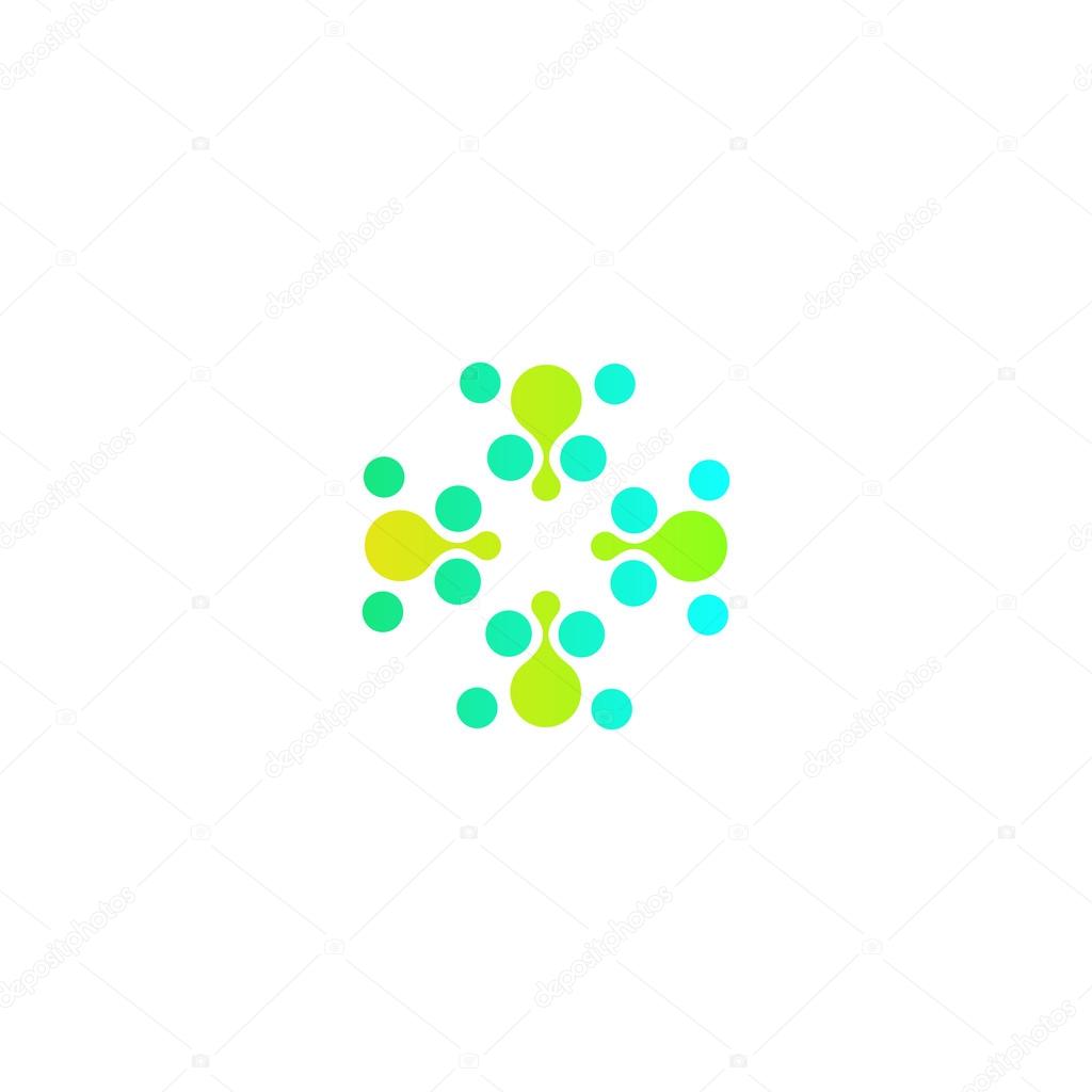 Vector isolated sun logo design template. Abstract dots symbol. Icon round shape