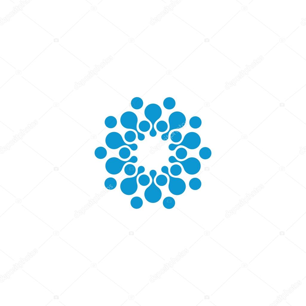 Vector isolated sun logo design template. Abstract dots symbol. Icon round shape