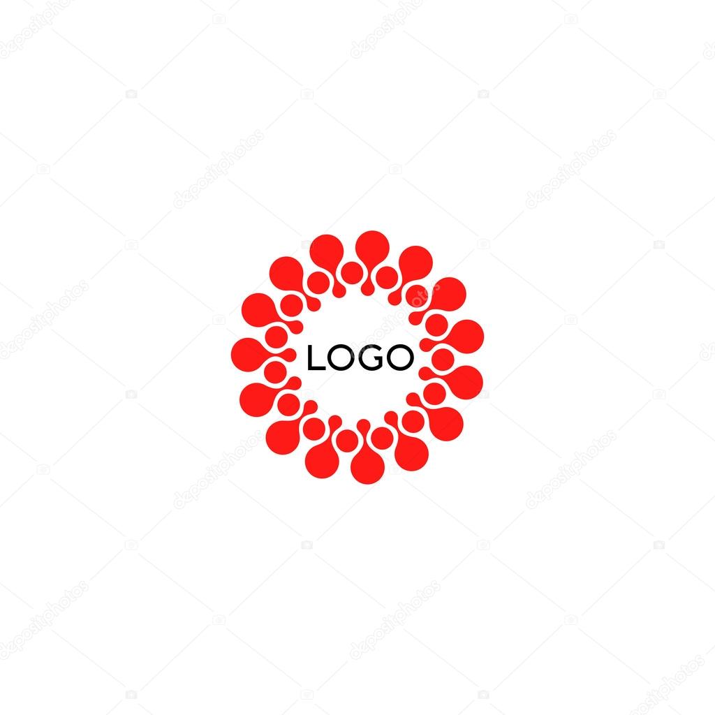 Vector isolated sun logo design template. Abstract dots symbol. Icon round shape