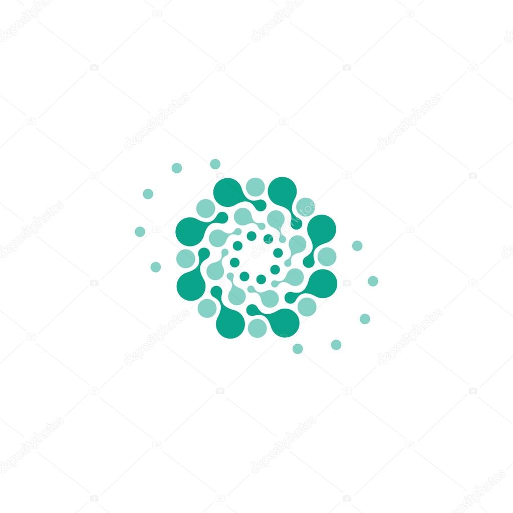 Vector isolated sun logo design template. Abstract dots symbol. Icon round shape