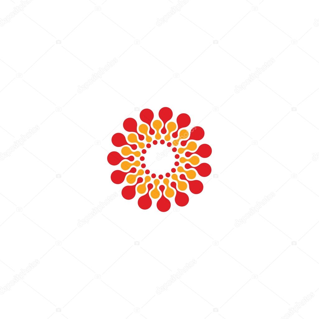 Vector isolated sun logo design template. Abstract dots symbol. Icon round shape