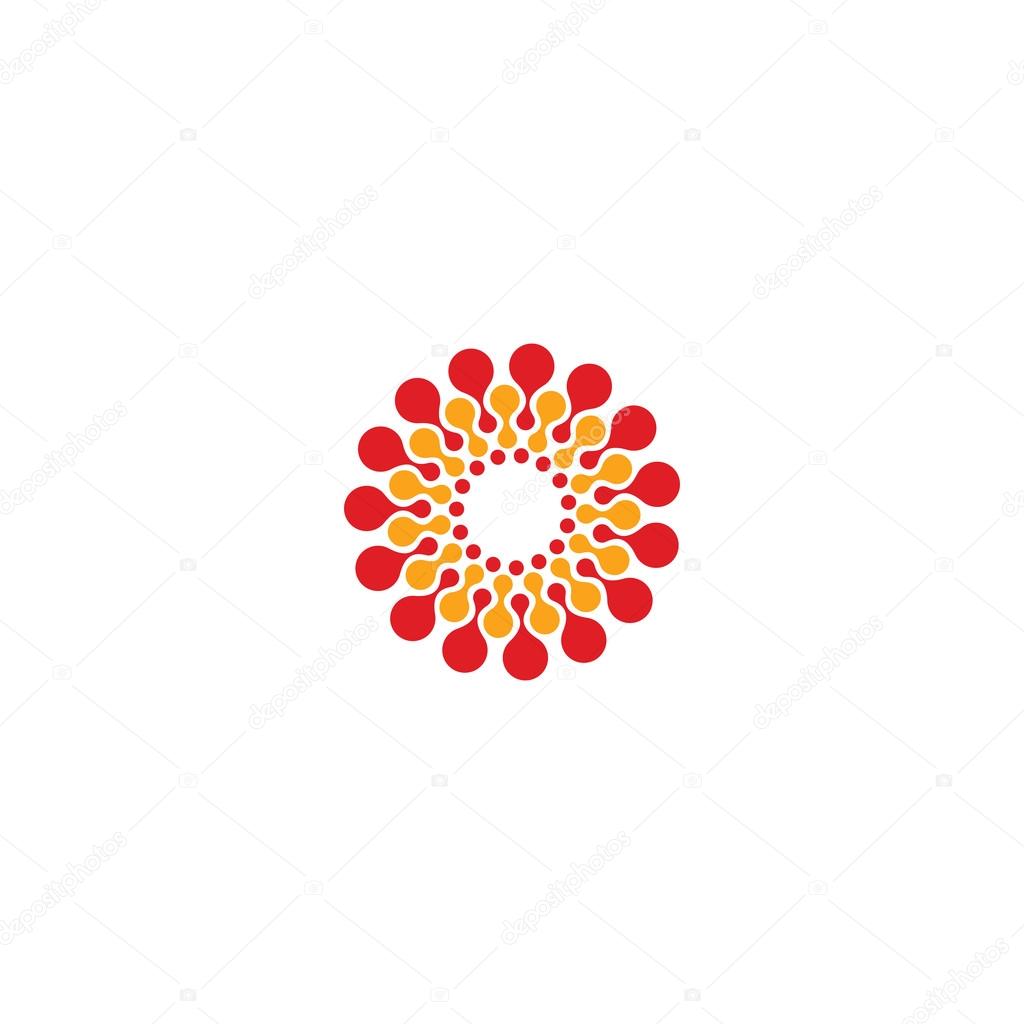 Vector isolated sun logo design template. Abstract dots symbol. Icon round shape.