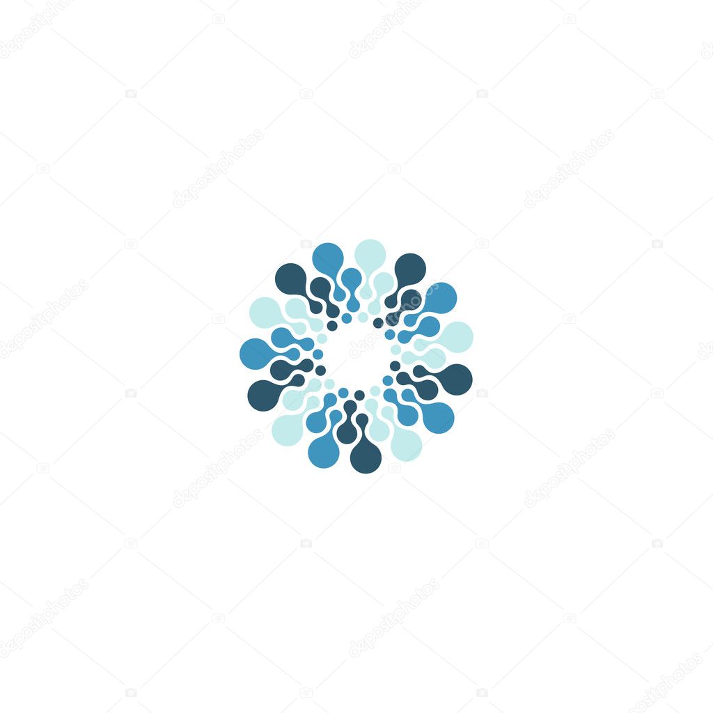 Vector isolated sun logo design template. Abstract dots symbol. Icon round shape