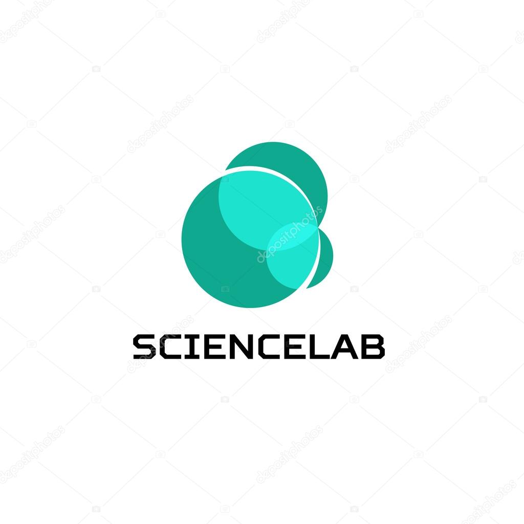 Isolated abstract bubbles vector logo. Blue color round shape unusual logotype. Translucent overlays water vector illustration