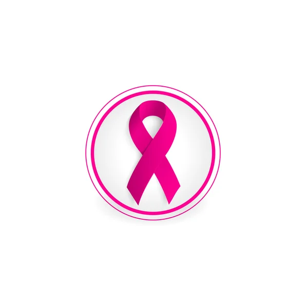 Fita de cor rosa isolada em um círculo no logotipo do fundo branco. Contra o logótipo do cancro. Pare o símbolo da doença. Semana mundial internacional do cancro da mama. Sinal médico. Ilustração vetorial . —  Vetores de Stock
