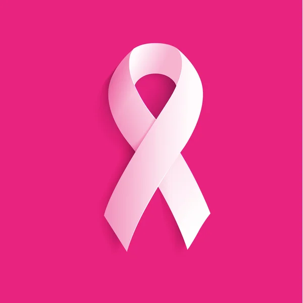 Geïsoleerde witte kleur lint op de roze achtergrond logo. Tegen kanker logo. Stop ziekte symbool. Internationale wereldwijde borstkanker week. Medische teken. Vector illustratie. — Stockvector