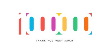 Bir milyon abone afişi. Yıldönümü için renkli logo