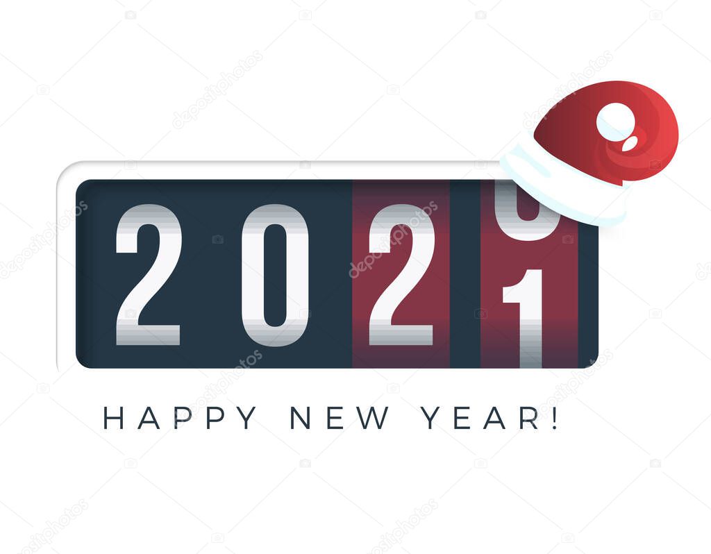 20201 New Year. Analog counter display, retro style design. Vector illustration.