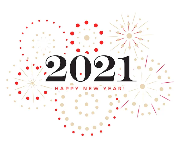 Happy New Year celebration card, color 2021 numbers with fireworks, vector illustration — Stock Vector