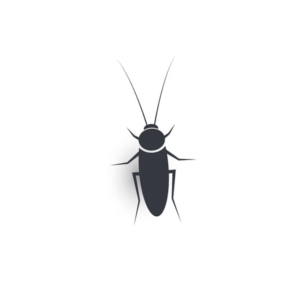 바퀴벌레의 로고, 가정 기생충의 아이콘, 부엌에 사는 곤충의 검은 실루엣, 고립 된 벡터, 간단 한 삽화 — 스톡 벡터