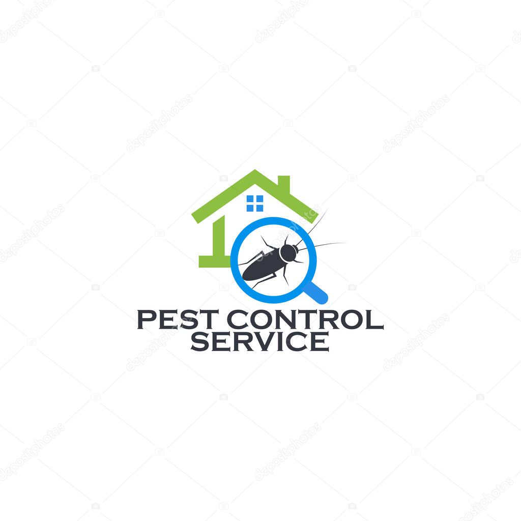 Pest control service logo concept. Prevention, extermination and disinfection of the house from insects, fungi and small rodents. Forgiving parasites professional company, vector logotype.