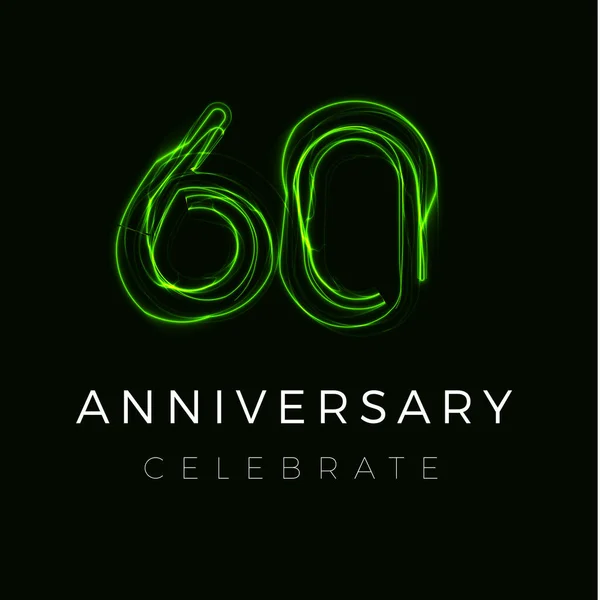 Sixty Anniversary poster for party. 60th years sign. Sixtieth birthday celebrate. Discount sixty percent sign. Sale 60 off on cyber monday or black friday. Numbers for Halloween. Vector illustration — Stock Vector