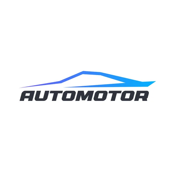 Contorno automático, icono aislado sobre fondo blanco. Dinámica silueta de coche azul en movimiento, concepto de logotipo de vector de estilo de dibujos animados planos. Emblema abstracto de la línea automotriz para el gráfico de servicio automático — Vector de stock