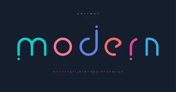 Fuentes de color moderno para logo sobre fondo negro. Letras coloridas con puntos, plano de dibujos animados estilo vector letras minúsculas para el logotipo creativo, impresionante monograma y letras. — Vector de stock